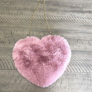 Pink Fluffy Heart Purse